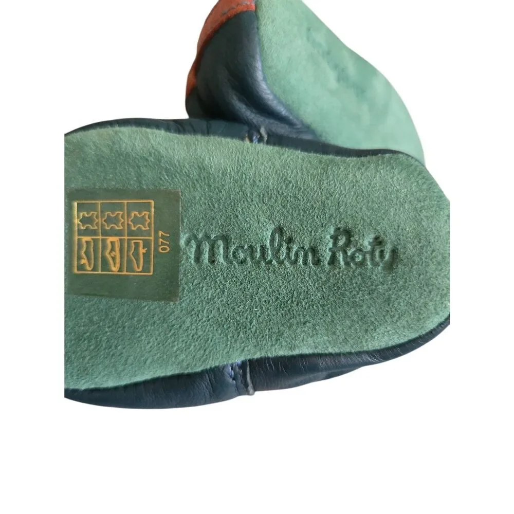 Moulin Roty Fox Leather Slippers Baby Size 0-6 Months